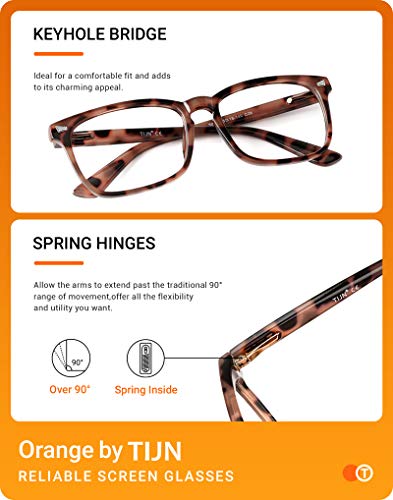 TIJN Blue Light Blocking Glasses for Women Men Clear Frame Square Nerd Eyeglasses Anti Blue Ray Computer Screen Glasses