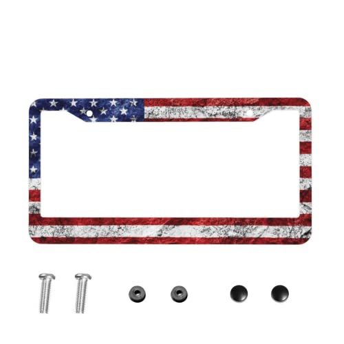 Patriotic American Flag License Plate Frame 1 Pcs Quality Usa Flag Design License Plate Retro American Flag Patriot Novelty Aluminum License Plate Frames For Men And Women License Plate Cover #TOP9
