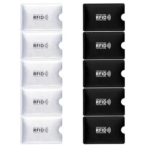 SLEEKEE 10 blocchi di carte di credito, protezione RFID, custodia per carte di credito, protezione RFID, blocco NFC, argento, nero, taglia unica, contemporaneo, argento e nero, taglia unica, argento e