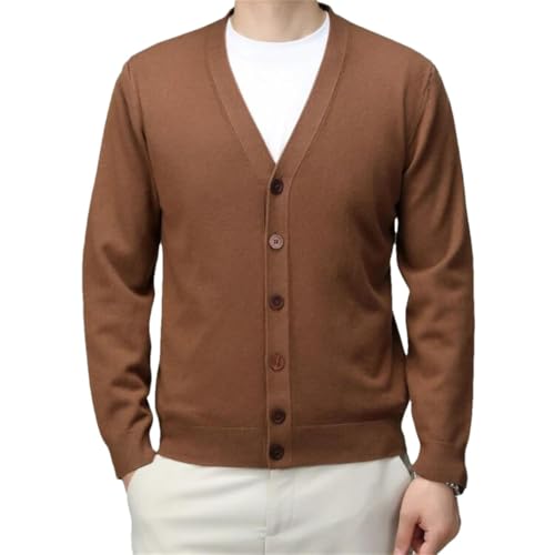 TdvcpmkkMen's V-Neck Single Breasted Cardigan Business Casual Sweater Elastic Warm Knitted Sweater2