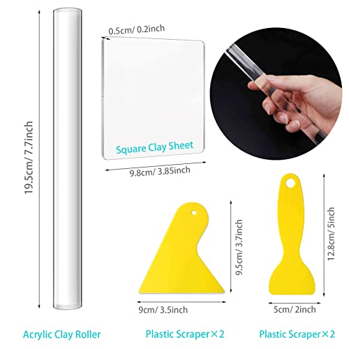 Yayatty 35 PCS Polymer Clay Cutters Set, Clay Roller, Clay Slicer Blade Clay Cutter Blade, Acrylic Sheet, Slicing Tools with Clay DIY Tool for Clay DIY, Sculpting Modelling - Image 5