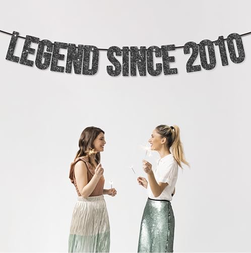 Image of Pre-Strung Legend Since 2010 Banner for 15th Birthday Party Decoration,Happy 15th Men Women Birthday Party Banner,Handmade - Black