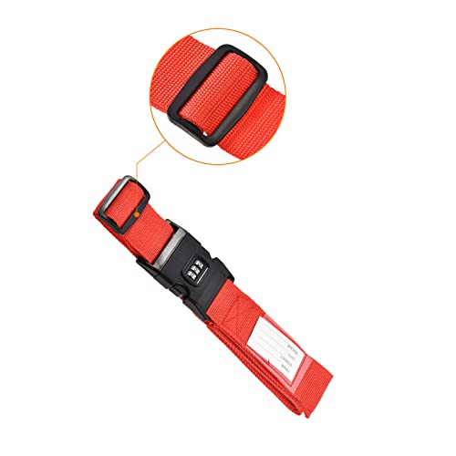 Image of M METERXITY 1 Pack Luggage Strap Suitcase Belt- Travel Combination Lock Adjustable PP Baggage Accessory with Buckle, Apply to Suitcase (79x2 Inch, Red)