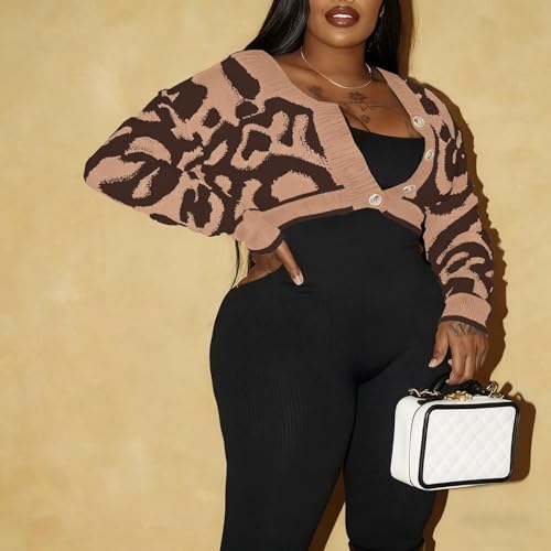 Image of ThusFar Women Fashion Button Down Colorblock Cardigan Sweaters Fall Slim Crop Outwear Open Front Knit Coat Streetwear