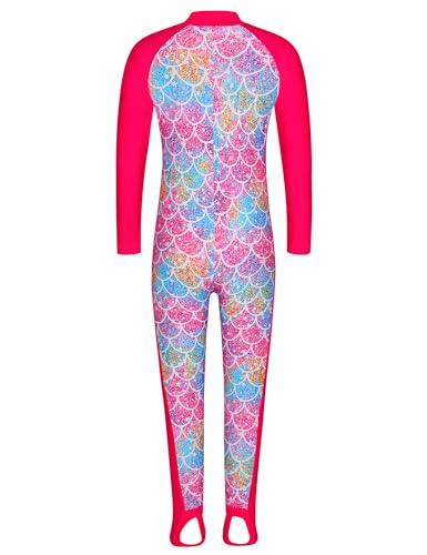 Image of TFJH E Girls Long Sleeve One Piece Swimsuit UPF 50+ Front Zipper Rash Guard Stirrup for Beach