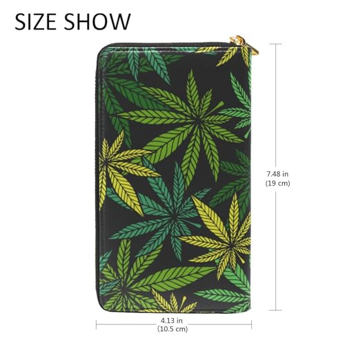 OTVEE Womens Wallet Green Leaf Plant Slim Long Purse Zip Clutch Wallets for Ladies4