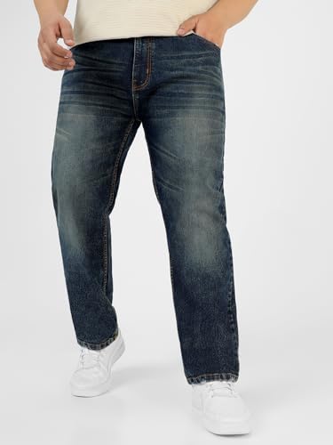 Image of Urbano Plus Men Mid Rise Regular Fit Washed Jeans Stretchable