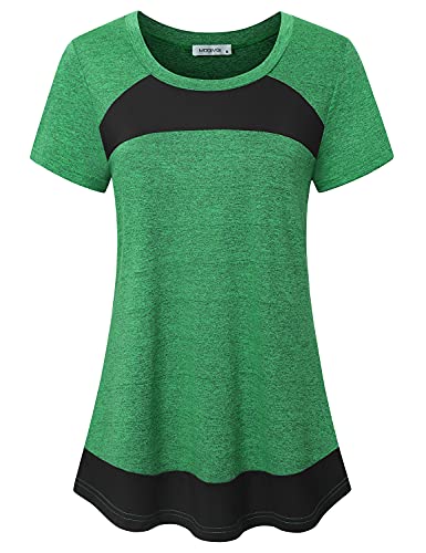 MOQIVGI Athletic Tops for Women Short Sleeve, Green, Medium - image 1