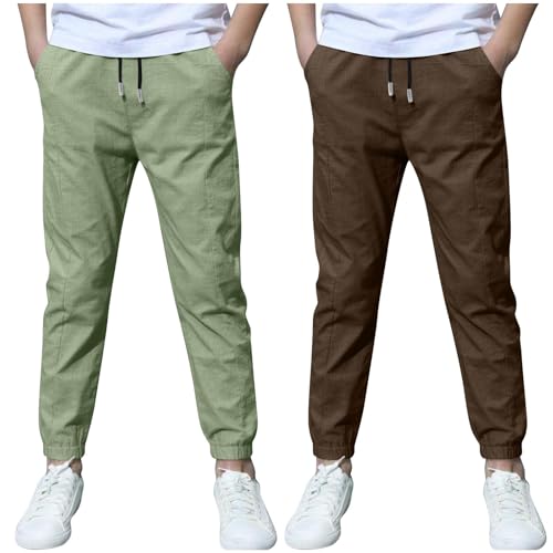 2pack Boys Jogger Pants Elastic Waisted Sweatpants Teen Boys Running Trousers Kids School Uniform Fall School Outfits