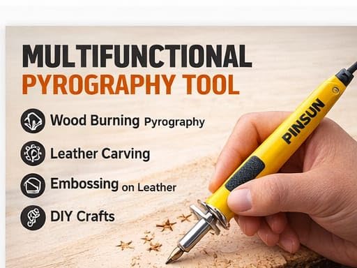 Image of KEETRAN KALP Wood Burning Tool Kit, 30W Pyrography Pen, 14-in-1 Set for Wood Carving, Leather Embossing & DIY Craft