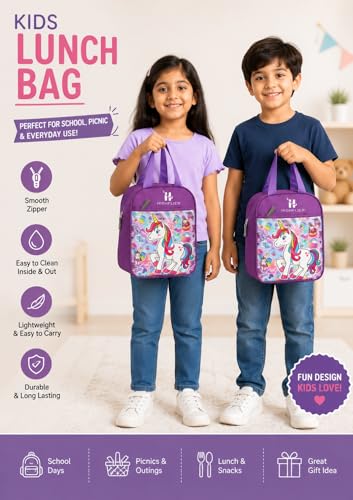 Image of Stylish Lightweight Unicorn Lunch /Storage /Tiffin Bag for Kids for School & Picnic, Pack of 1 (Purple), 8 Liters