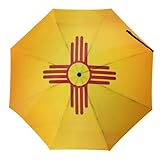 asbwuo Paraguas portátil plegable con bandera de Nuevo México, automático, manual, resistente al viento y a los rayos UV.