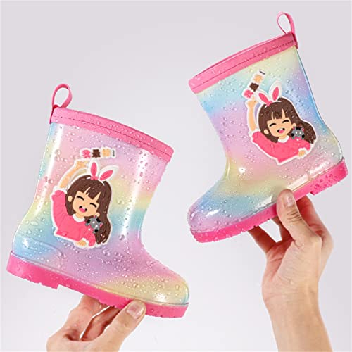 Rain Boots Girls Water Boots Toddler Rainboots Boys Rubber Waterproof Non Slip Rain Boots with Easy On Handles4