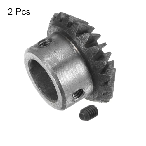 Image of HARFINGTON 2pcs Bevel Gear 1M 20 Teeth 14mm Shaft Hole 1:1 Tapered Bevel Pinion Gear 45# Steel 1.5 Module 90 Degree Steering Gear, for Hardware Mechanical Rotation