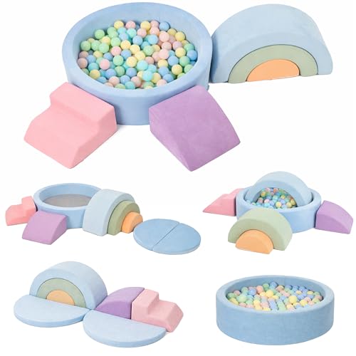 cossy Foam Climbing Blocks for Toddlers 38 x 38in Round Ball Pit for Babies 8pcs Toddler Climbing Toys Indoor Soft Play Set Baby Climbing Blocks Ideal for Crawling & Climbing(Balls Not Included)