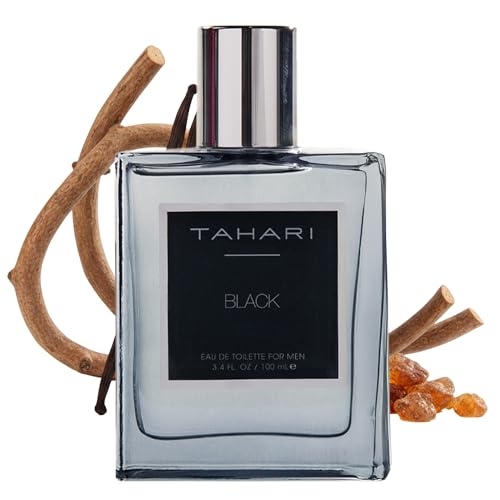 TAHARI Black Eau de Toilette for Men - Long-Lasting Luxury Cologne with Rum, Leather & Tobacco Scent - Bold, Rich Unforgettable Men’s Fragrance Spray 3.4 fl oz / 100 mL