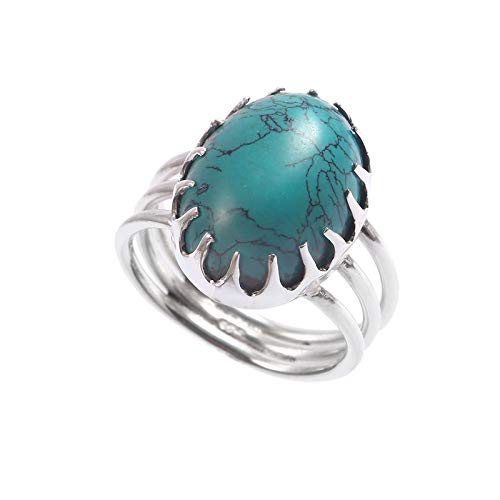 Bague en argent turquoise d'exception et argent 925 sterling ciselé