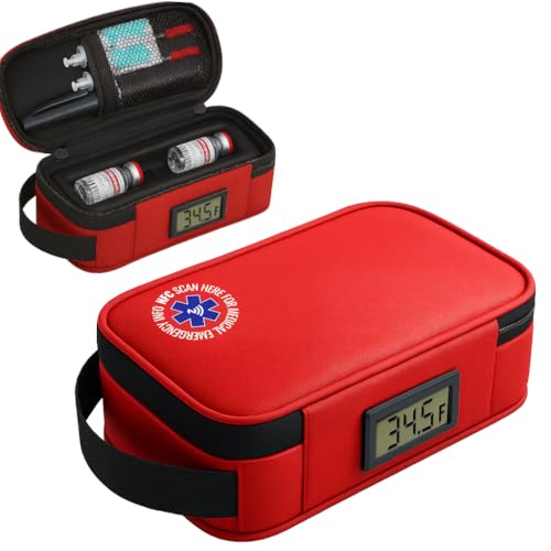 SafeTag TSA Insulin Cooler Case w/NFC ID Fahrenheit Temp Display for Vials