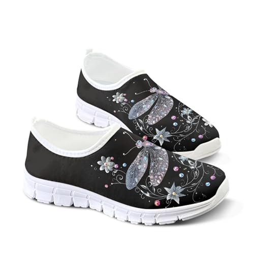 Image of Hummingbird Floral Print Lightweight Walking Shoes for Women Mesh Casual Sneakers Size 5-10.5