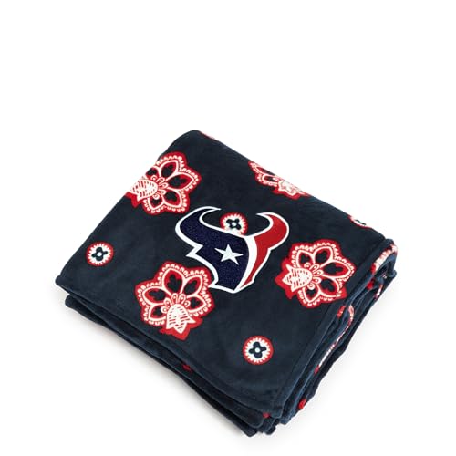 Vera Bradley Women's Fleece NFL Oversized Throw Blanket (Multiple Teams Available), Houstontexansonnavy/Redbandana, One Size
