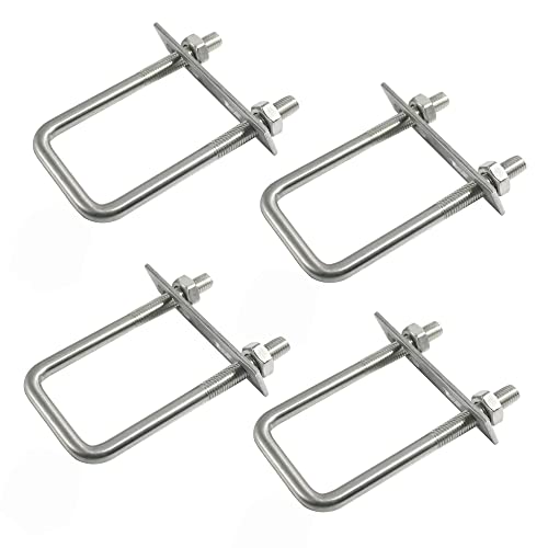 Image of 4 Sets 304 Stainless Steel Square U-Bolts 1-3 /8 inch(35mm) Inner Width, 3.35 inch(85mm) Length Stainless M8 with Nuts, Frame Plate, Accessories for Automobiles Trailer, Boat Trailer Industrial Parts