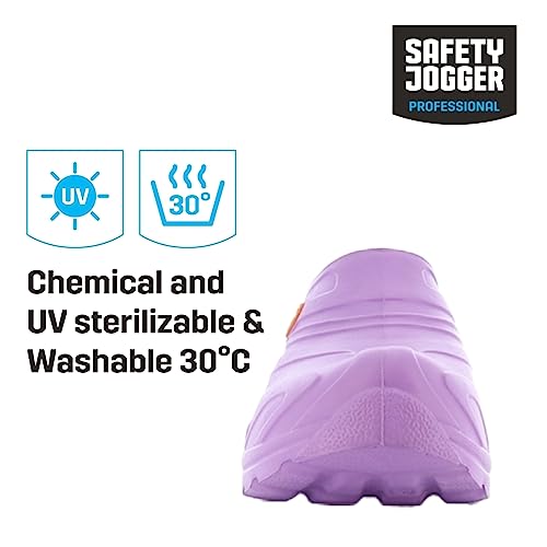 Oxypas Safety Jogger Arbeitsschuhe Damen - Antistatische und rutschfeste Sicherheitsschuhe Herren, Leichter Clog für Medizin, Pflege und Gastro, Antibakteriell, Lila, EU 39/40