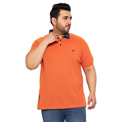 Image of Club York Men Cotton Blend Half Sleeve Polo Neck Solid Plus Size T-Shirts