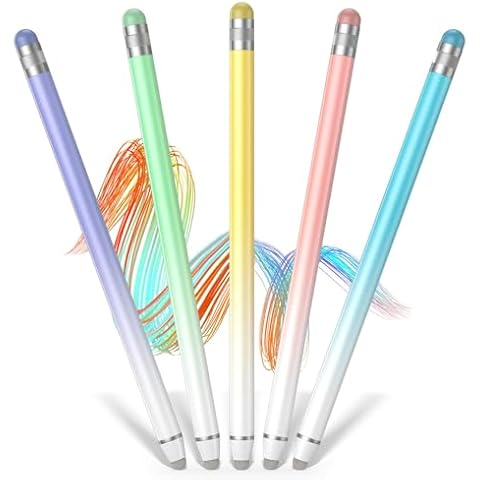 Universal Stylus Pens for Touch Screens (5 Pcs), High Sensitivity Fiber Tips, Compatible with Apple/iPhone/iPad/iOS/Android/Samsung Tablets and All Capacitive Touch Screens (Gradient Multi-Color) Cover