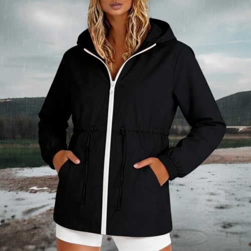 Women's Rain Jacket Outdoor Windbreaker Rain Coat Hooded Hiking Jacket - image 4
