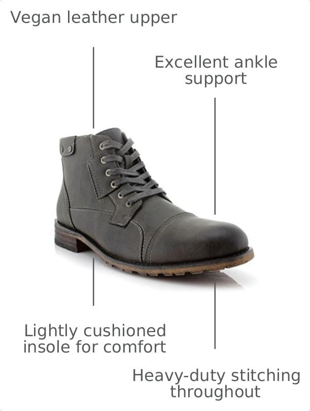 Image of Polar Fox Men's Casual Cap-Toe Ankle Boot Collection | Lace-Up Work, Combat, and Chukka Styles