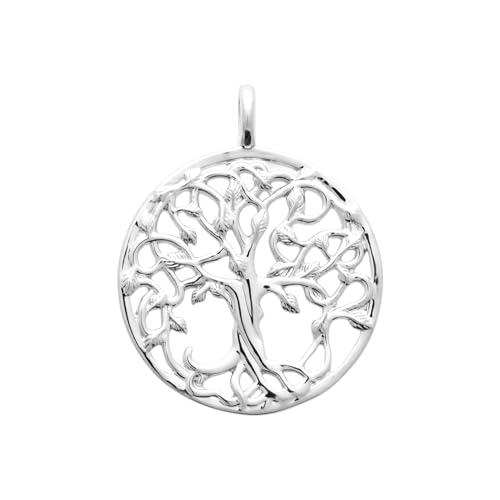 Pendentif Argent 925 Tata Gisèle Arbre de Vie, médaille ronde ajourée pour femme