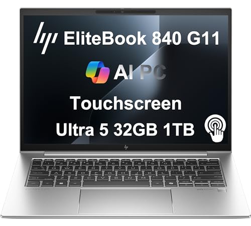HP EliteBook 840 G11 ビジネスノートパソコン(14インチ FHD+ タッチスクリーン、Intel 12-Core Ultra 5 125U (> i7-1355U)、32GB DDR5 RAM、1TB SSD)バックライト、指紋、5MP