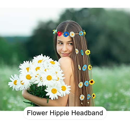 image for AWAYTR Flower Hippie Headband Floral Crown Behemain Sunflowers Beads A
