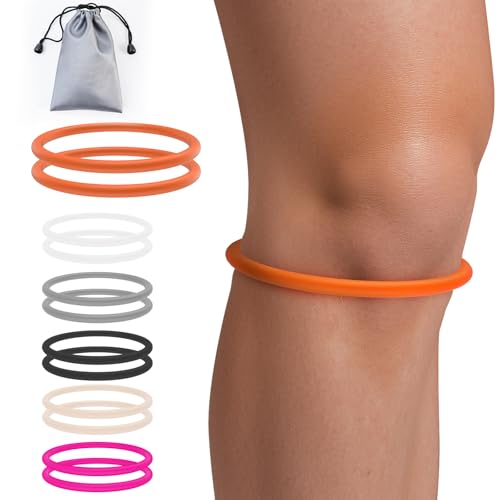 Image of teyy 2PCS Patellar Tendon Support Strap for Knee Pain Relief (Orange) | Silicone patella band for women and men keen bands for basketball, running,tennis,soccer and hiking,includes storage bag