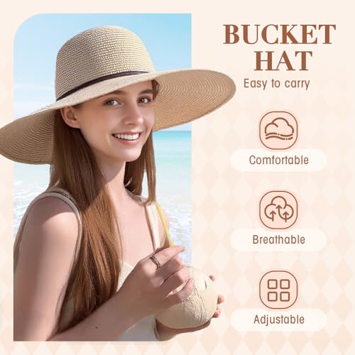 Sombrero de playa para mujer con ala ancha UV miniatura 2