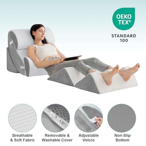 Hansleep 6Pcs Orthopedic Bed Wedge Pillow For Sleeping, Adjustable Post Surgery Pillow Set For Body, Back And Leg Pain Relief, Memory Foam Support Pillows For After Surgery thumb #3