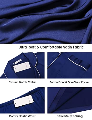 Ekouaer-Ensemble-de-Pyjama-pour-Femme-en-Satin-de-Soie-a-Manches-Courtes-Pyjama-en-Satin-de-Soie-pour-Femme