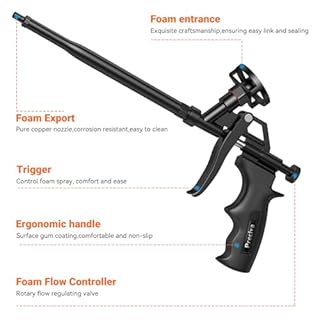 Foam Gun, Preciva Black Professional Expanding Heavy Duty Expandable Spray Application Applicator Caulking Foaming Guns