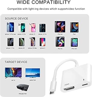 Apple MFi Certified Lightning to HDMI Digital AV Adapter 1080P HD Video HDMI Sync Screen Connector Cable with Charging Port Compatible with iPhone 14/13/12/11/ X/ 8/7/ iPad on HDTV/Projector/Monitor