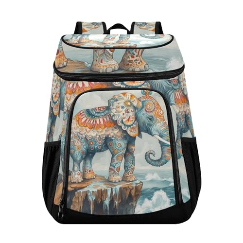 Ancient Elephant Cooler Backpack Cooler Insulated Leak Proof Lunch Backpack 36 Cans Waterproof Soft for Men Women Picnic Hiking Camping Beach