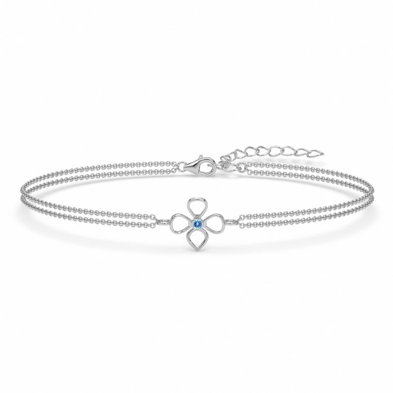 clara 925 Sterling Silver Enea Double Chain Bracelet | Adjustable, Platinum Plated, Swiss Zirconia | Gift for Women and Girls-picture-39