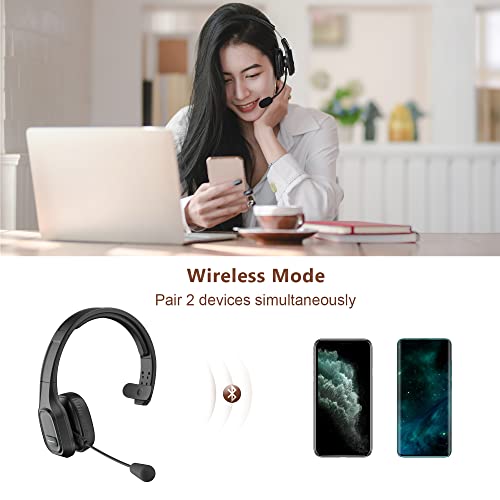 Comexion Trucker Bluetooth Headset V5.0, Wireless Headset With Noise Canceling&Mute Microphone For Cell Phones, On Ear Bluetooth Headphone For Computer, Zoom Meetings, Skype, Home Office #TOP3