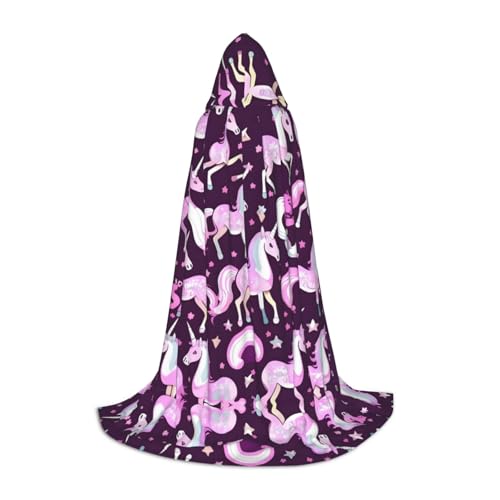 Cape à capuche licornes rose Halloween costume de bal masqué long