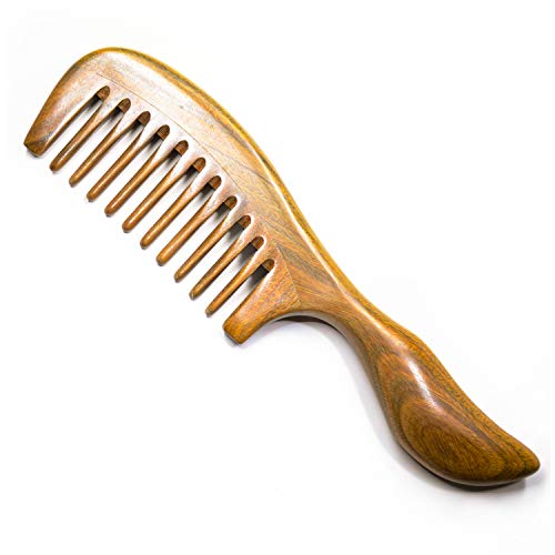 NuAngela Peigne à Cheveux en Bois,Peigne à Cheveux Antistatique Pour Femmes/Hommes Démêlant Cheveux Raides Bouclés Ondulés Secs,Épais ou Fins,Peigne à Barbe et Moustache,100% Faits à la Main Cover