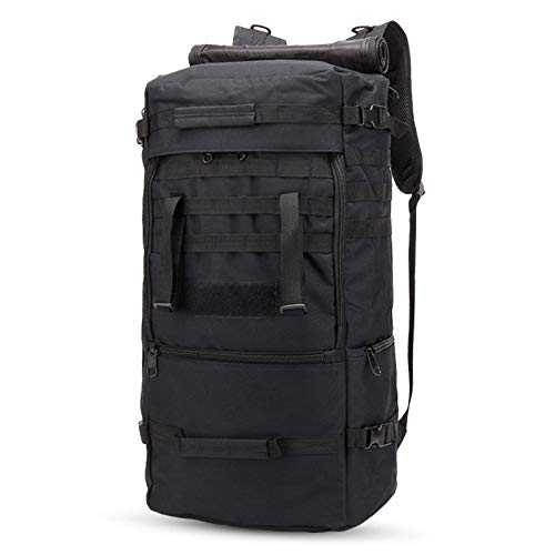 HHUI-HUWAIBAO, 60L Large Military Tactical Backpack Men Handbag Outdoor Hiking Travel Backpacks Camping 3D Rucksack Bags With Waterproof Cover (Color : Black)