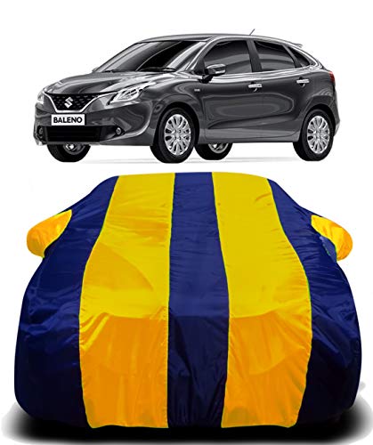 Image of Waterproof Car Cover with Ultra Surface Body Protection (Yellow Stripes) (Maruti Suzuki Baleno)