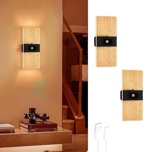 Lámparas de pared acrílicas con sensor de presencia para escaleras oscuras, pack de 2