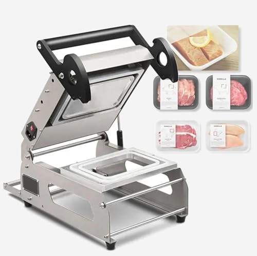 Sellador manual de bandejas de alimentos para uso comercial, máquina de sellado térmico de acero inoxidable para cajas de comida para llevar y bandejas de sándwich