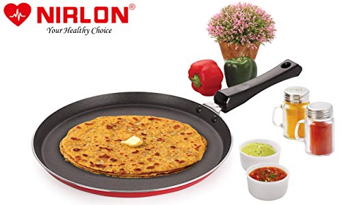 Image of Nirlon Aluminum Non Stick Flat Dosa /Roti Tawa with Bakelite Handle 29.5cm(26 mm Classic FT126)