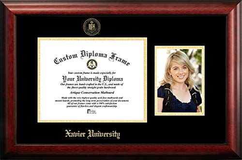 NCAA Xavier Musketeers Unisex Xavier University 11 x 8.5 Inches Gold Embossed Diploma Frame with 5 x 7 Inches Portrait Gold Embossed Diploma Frame with 5 x 7 Inches Portrait Brown One Size